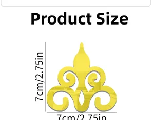Detailed dimension chart showing 7x7cm gold acrylic mirror wall sticker size specification