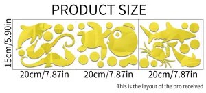 Size guide for ocean animal acrylic wall stickers showing layout dimensions in centimeters