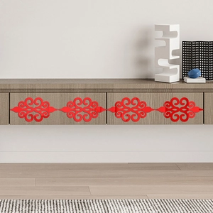 Red acrylic hollowed pattern wall decals for living room TV background decoration