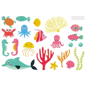 Glow in the dark ocean world animal wall stickers for kids rooms with sea turtles and dolphins