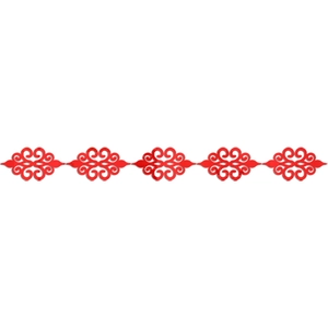 Detail view of red hollowed Chinese fret pattern acrylic wall border decor strips