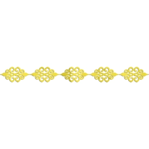 Detailed view of yellow baroque acrylic wall trim with ornate scrolled floral patterns