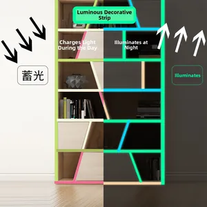 DIY self-adhesive luminous tape showing day-light storage and night-time glowing effect