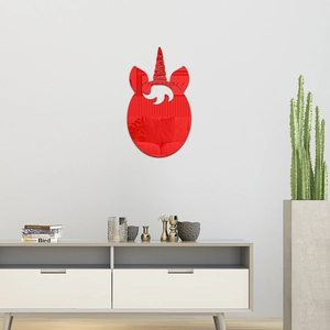 Modern red mirror acrylic unicorn wall sticker for minimalist home and bathroom decor