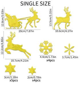 Detailed size chart for Santa Claus and reindeer acrylic mirror wall stickers
