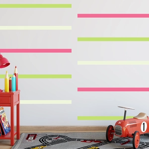 DIY glowing wall strip stickers in green and pink for creative kids room wall decoration