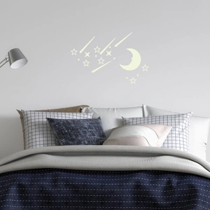 Luminous moon and stars wall stickers set for kids bedroom decor with glow in dark effect