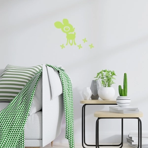 Glow-in-the-dark cartoon deer and flower wall stickers for kids room decor