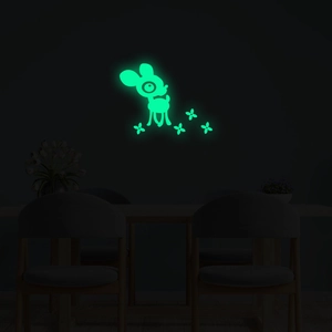 Glow In The Dark Cartoon Deer Wall Stickers Green PET DIY Art Decals For Kids Bedroom Living Room Home Decor