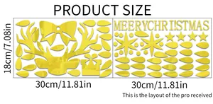 Dimensions détaillées pour sticker mural miroir acrylique doré Joyeux Noël DIY