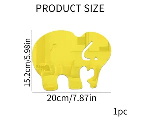 Detailed product size chart for elephant acrylic mirror wall sticker 20cm x 15.2cm