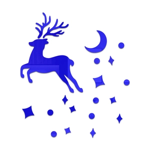 Detail of 3D mirror acrylic blue moon and deer wall stickers with stars for room decor