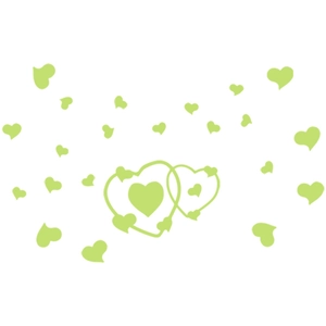 Luminous heart wall stickers in pale green for girls room wall decoration and home decor