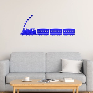 Moderner blauer Acryl-Spiegel-Wandaufkleber mit Cartoon-Zug-Design für Kinderzimmer