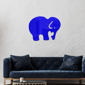 Blue elephant 3D acrylic mirror wall stickers for living room decor with reflection