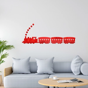 Vibrant roter Acryl-Zug Wandaufkleber für Kinderzimmer mit 3D Spiegelglanz-Effekt