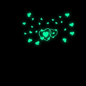 Luminous heart wall stickers with glowing green fluorescent decals for room decoration