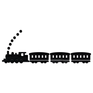 Schwarzer Wandaufkleber-Set Laufender Zug aus Acryl mit Lokomotive und drei Waggons