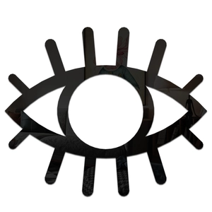 Minimalist 3D acrylic eye wall sticker with black eyelashes and mirror surface for home decor