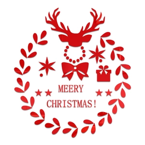 Vue détaillée du sticker mural cerf de Noël en acrylique rouge avec texte de Noël