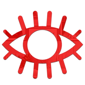 Artistic red eye wall sticker with long eyelashes made of glossy acrylic material