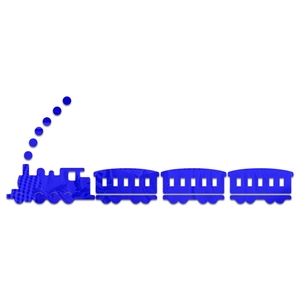 Blaue Acryl-Zug Wandaufkleber mit Lokomotive und Waggons für Kinderzimmer