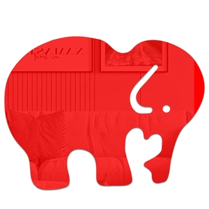 Close-up of red elephant acrylic mirror wall sticker with reflective surface effect