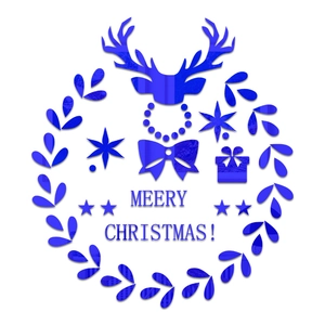 Stickers muraux miroir acrylique bleu avec joyeux Noël et motifs de renne