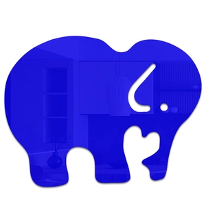 Blue 3D elephant acrylic mirror wall sticker with smooth edges for kids room decor