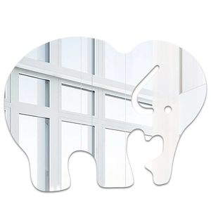 Detailed view of elephant acrylic mirror wall sticker with clear reflective surface texture