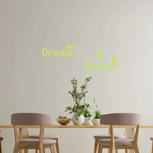 Luminous Dream House wall stickers with bird and house icons in fluorescent green
