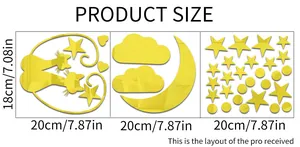 Size chart for romantic cat acrylic wall stickers showing dimensions 18x20cm for 3D decor