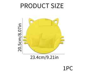Cat-shaped acrylic mirror wall sticker with detailed dimensions of 23.4cm x 20.5cm
