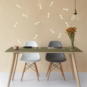 Luminous key wall stickers shown in a cozy interior scene for creative home decoration