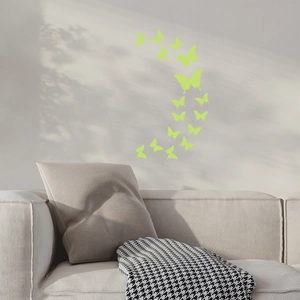 Set of 16 glow-in-the-dark green 3D butterfly wall stickers for home decor