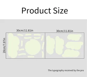 Detailed size chart showing 60x20cm dimensions for sun and cloud wall stickers