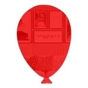 Detailed view of creative red balloon mirror wall sticker reflecting a cozy living room decor