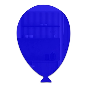 Detailed view of balloon-shaped blue acrylic 3D wall sticker with mirror reflection finish
