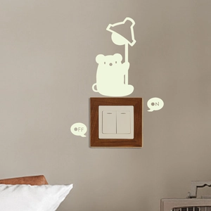 Glow in the dark cartoon bear wall stickers for light switch decoration and night indicator