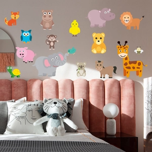Luminous cartoon animal wall stickers featuring green glow lion elephant and giraffe