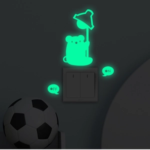 Luminous cartoon mouse light switch sticker with fluorescent green glow in dark