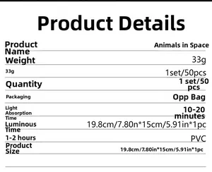 Detailed specifications of animal space luminous PVC stickers set for kids room walls