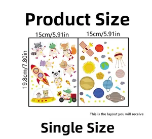 Detailed view of space theme luminous animal stickers for children wall decor
