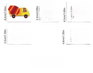 Detailed size specifications for luminous cartoon animal vehicle wall stickers