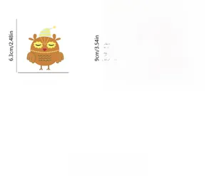 Detailed size view of glowing cartoon owl and Good Night cloud wall stickers