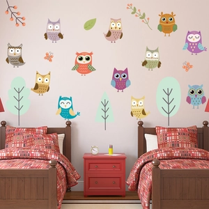 Luminous cartoon owl wall stickers glowing in the dark for kids room decoration