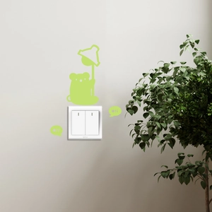 Luminous teddy bear light switch wall sticker with glowing ON and OFF bubble indicators