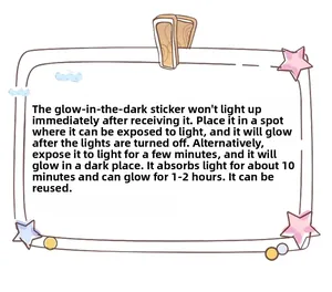 Instruction diagram showing glowing wall stickers light absorption and luminous duration