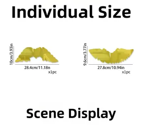 Dimensions détaillées des stickers muraux miroirs en forme de feuille dorée avec mesures