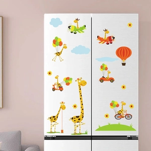 Glow-in-the-dark cartoon giraffe wall stickers for fridge and kids room decor